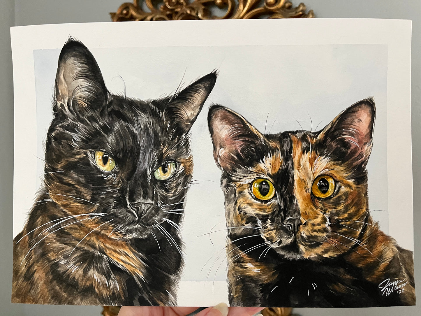 double watercolor pet portrait