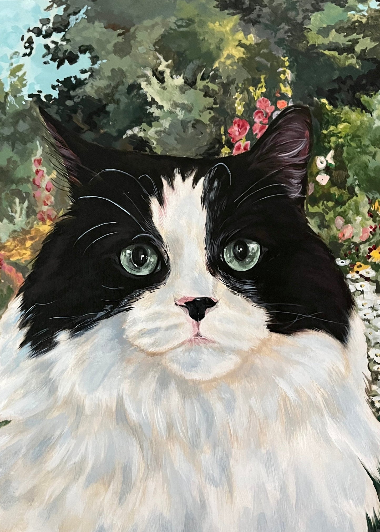 acrylic pet portrait with detailed background