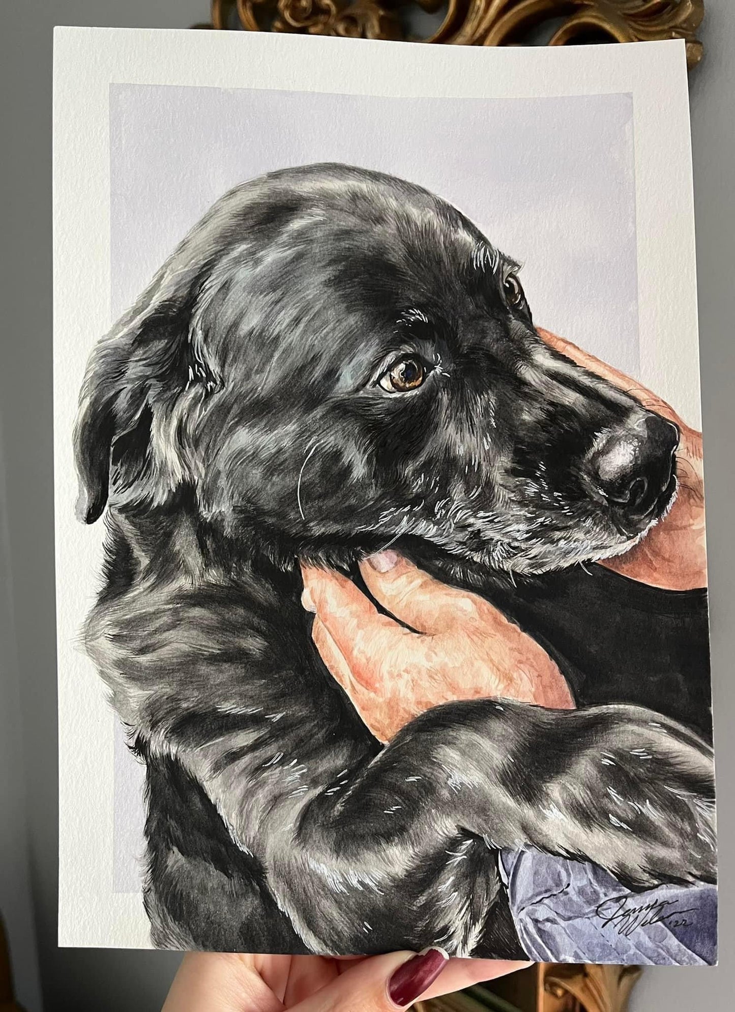 single watercolor pet portrait