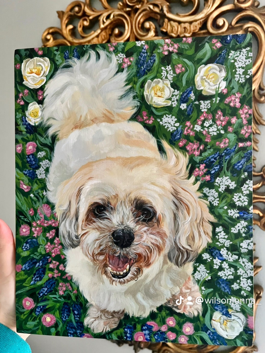 acrylic pet portrait with detailed background