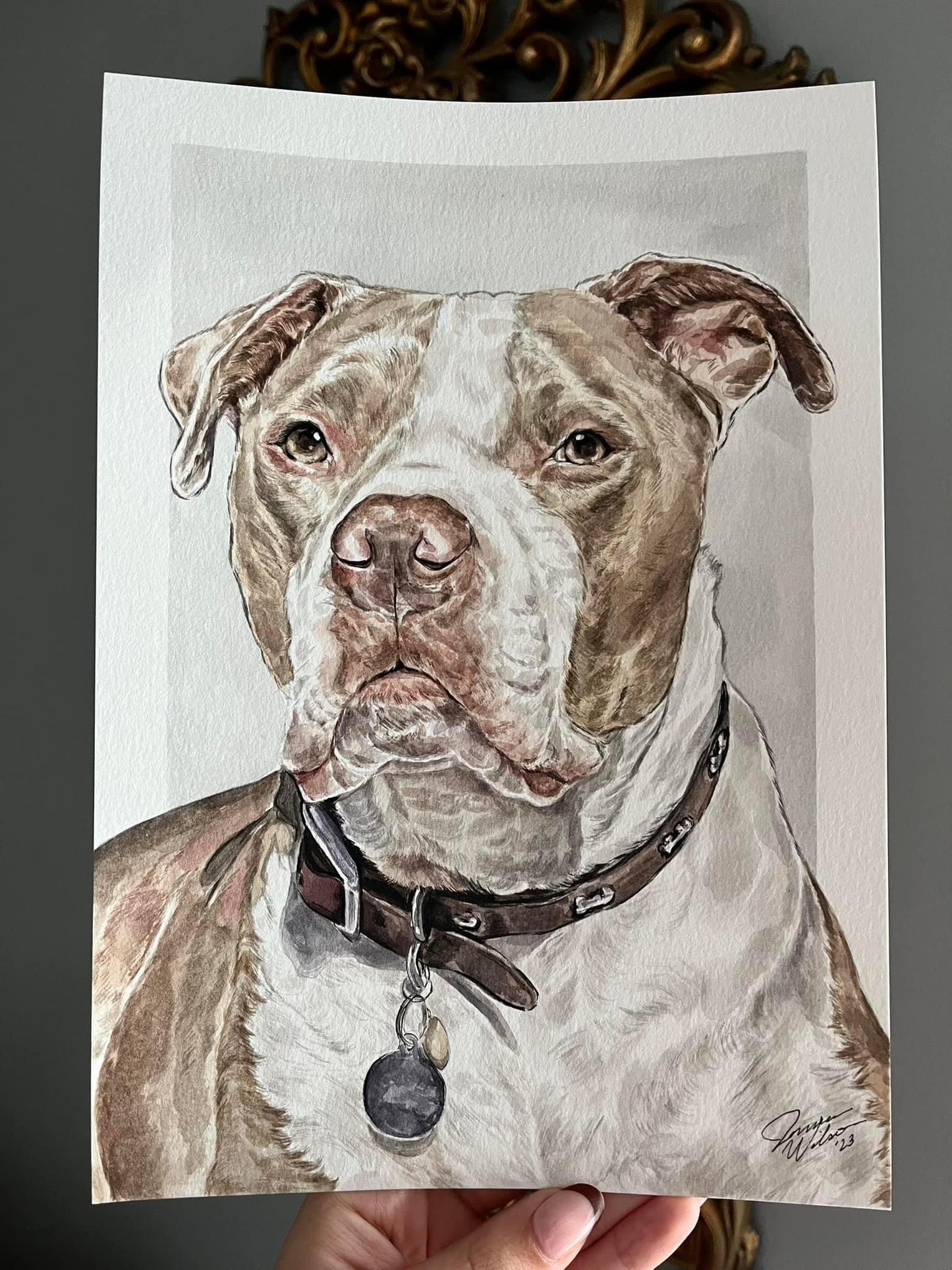 single watercolor pet portrait