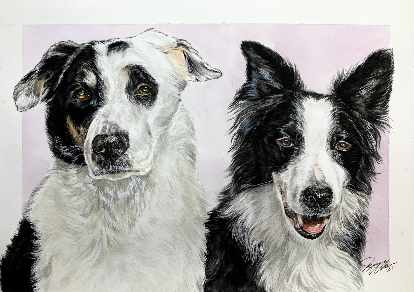 double watercolor pet portrait