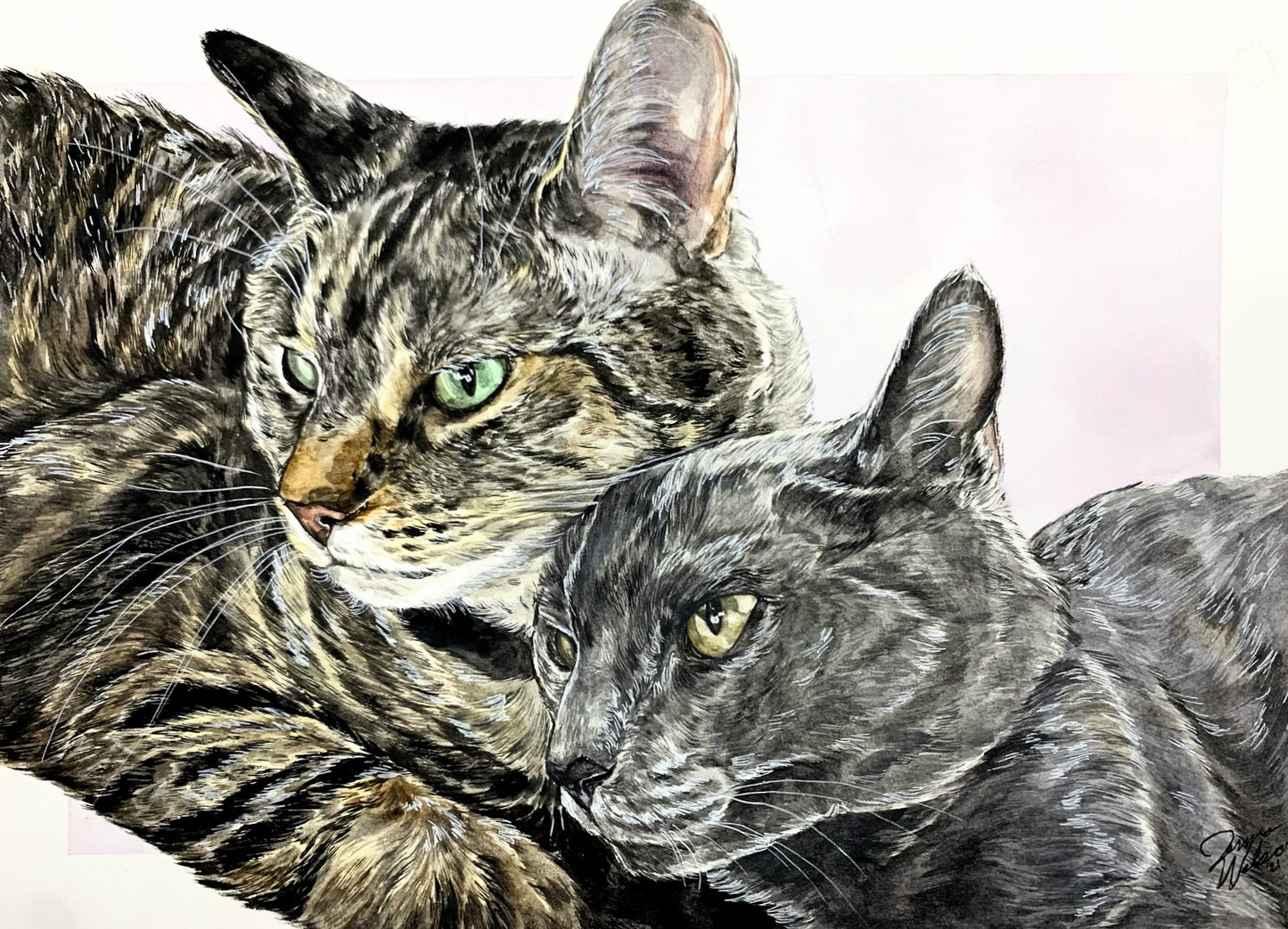 double watercolor pet portrait