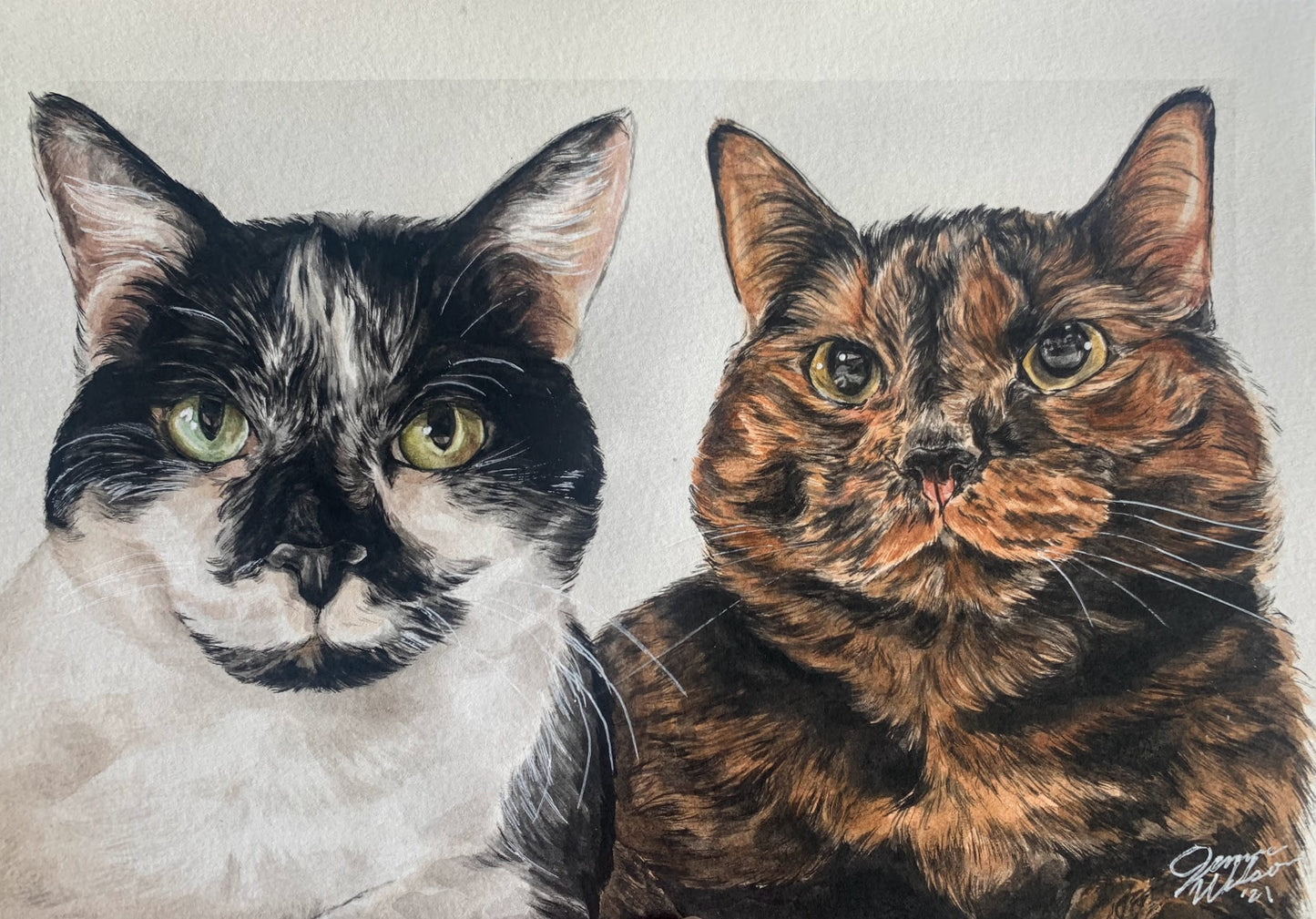 double watercolor pet portrait