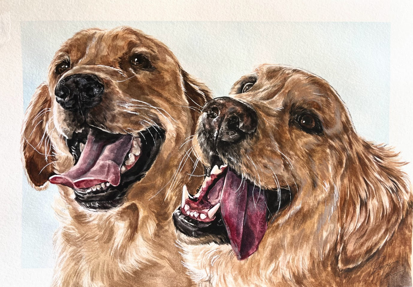 double watercolor pet portrait