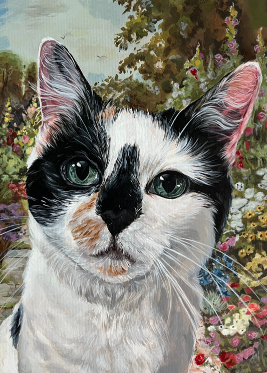 acrylic pet portrait with detailed background